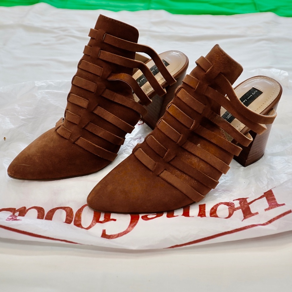 Brown Steve Madden Open Ankle Booties